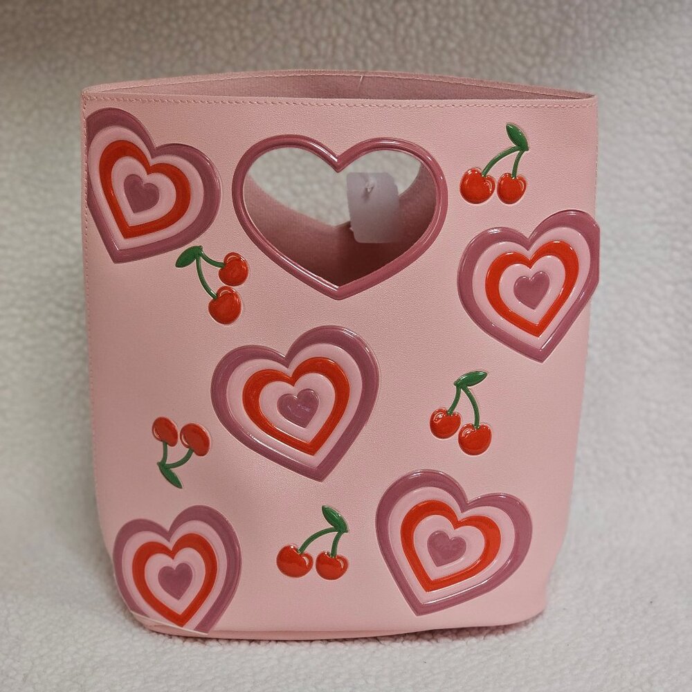 Bath & Body Works Valentines Cherry Heart Pink Red Tote Bag